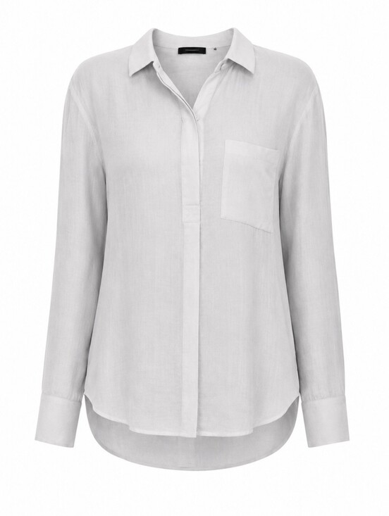Joseph Tops - Sheer Light Gray Ramie Blouse Silk Cuffs Joseph Minimalist Top Sz 42 (US 10-12)